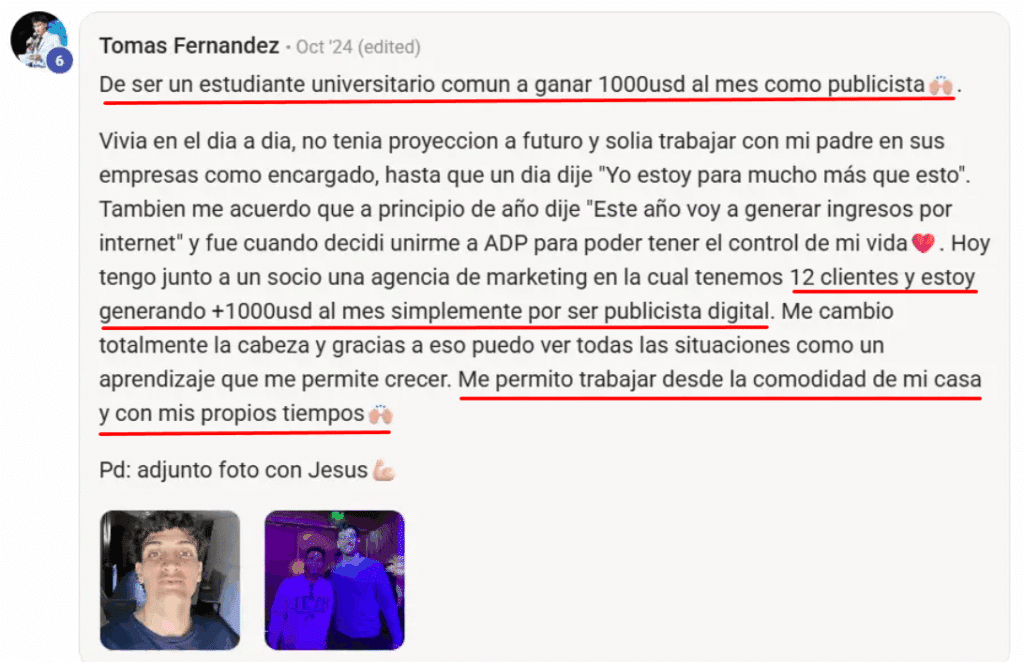 Testimonio de alumno 17